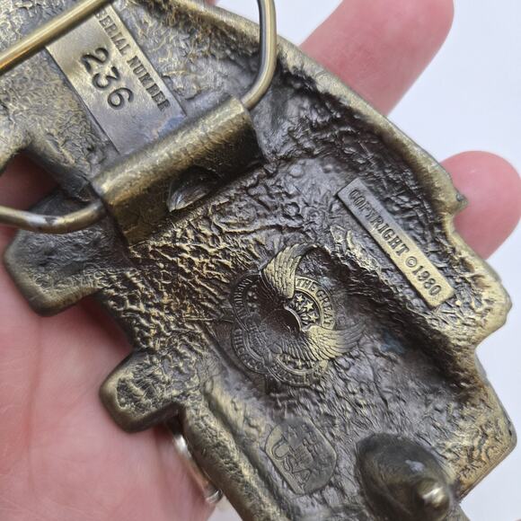 Logging Semi Truck Metal Chicago Belt Buckle Rectangle Shaped Vintage 1980 - Picture 4 of 5